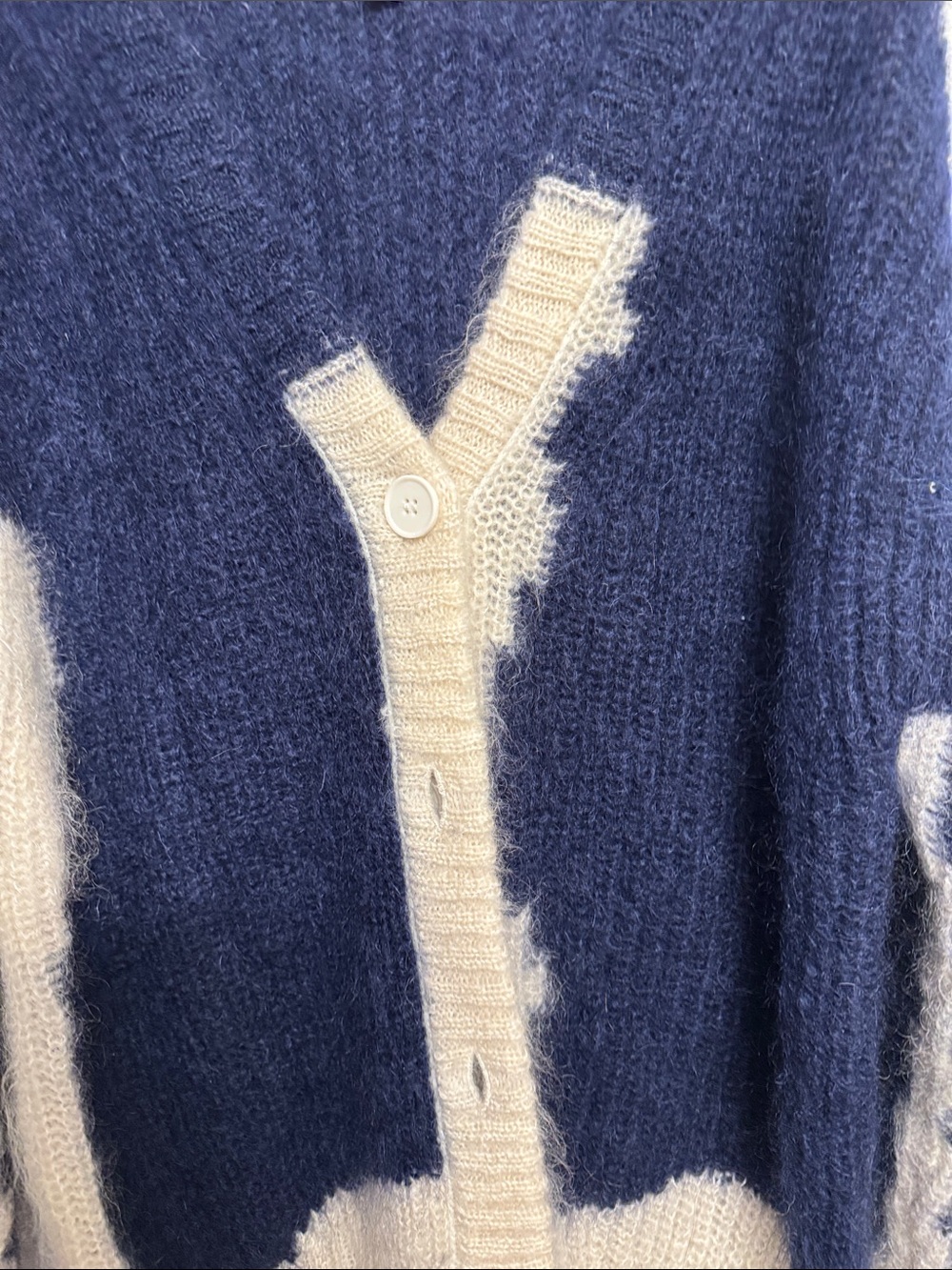 COS Navy & Cream Mohair-Blend Button Cardigan - Picture 4 of 5